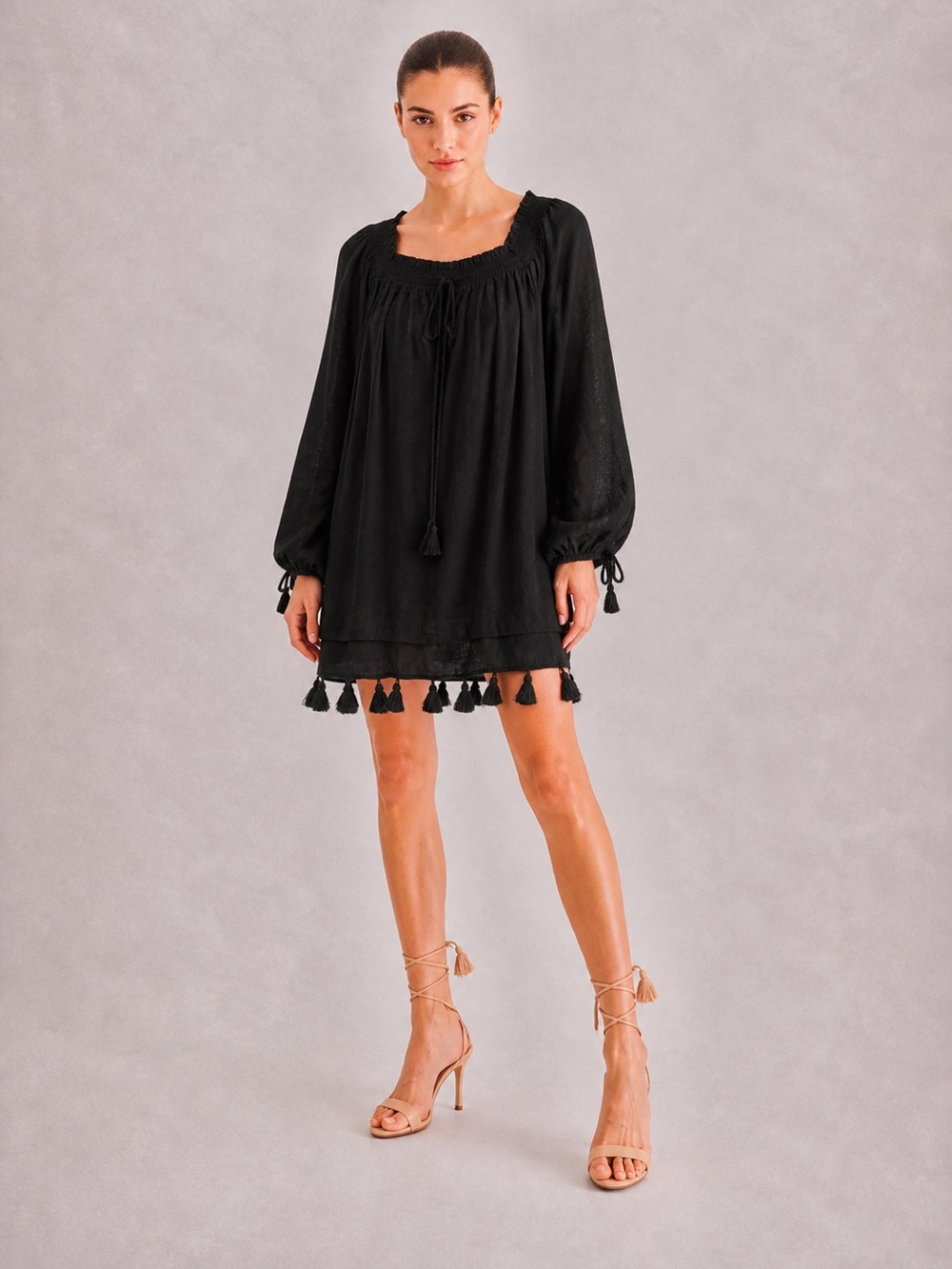Apiece Apart Tewa Black Tassel Peasant Dress Tunic